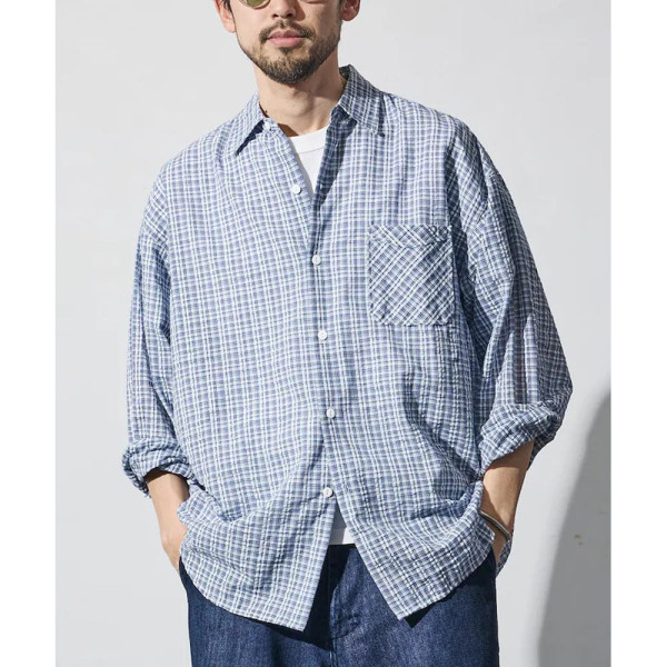 프릭스스토어 힌슨 별주 시아사커 레귤러카라 롱슬리브 체크 셔츠 3컬러 1001233600042