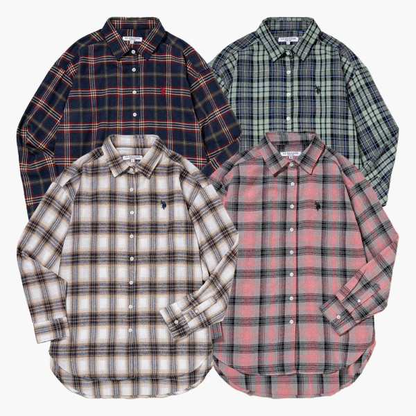 U.S. POLO ASSN. 유에스폴로에센 레귤러 컬러 체크 셔츠 더블 호스맨 자수 4컬러 PLL53702