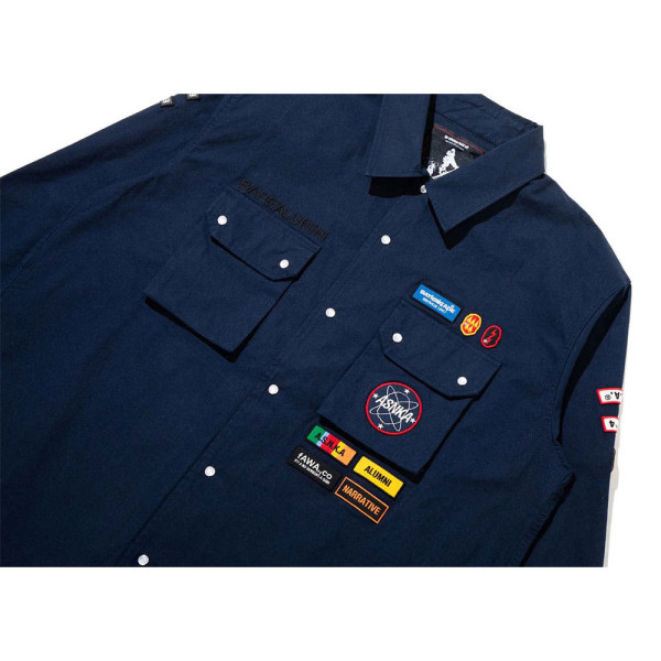 베이프 BY 쿠라이시 카즈키 멀티 패치 밀리터리 LS 셔츠 올리브 드라브 1L83131901