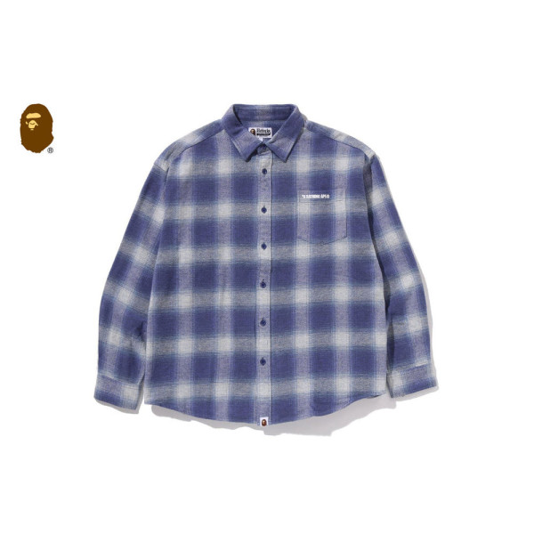 베이프 로고 옴브레 체크 플란넬 롱슬리브 셔츠 3컬러 1L80131308