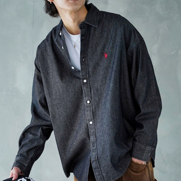 U.S. POLO ASSN. 유에스폴로에센 PUBLUX 별주 원포인트 자수 데님 셔츠 3컬러 3101291600010