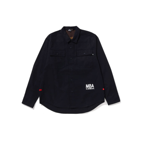 베이프 코튼 캔버스 캐주얼 셔츠 네이비 7L70131309