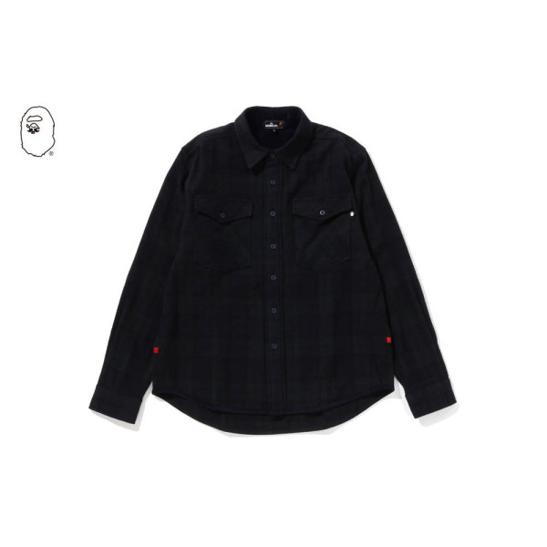 베이프 체크 플란넬 셔츠 네이비 7L70131308