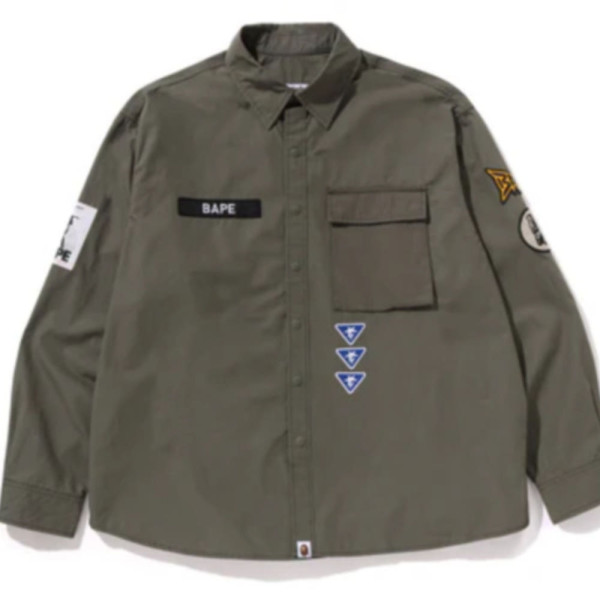 베이프 베싱 에이프 로고 밀리터리 LS 셔츠 2컬러 1L80131301