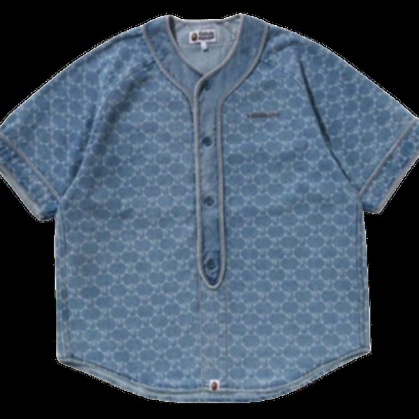 베이프 칼리지 모노그램 베이스볼 SS 데님 셔츠 2컬러 1L30132304