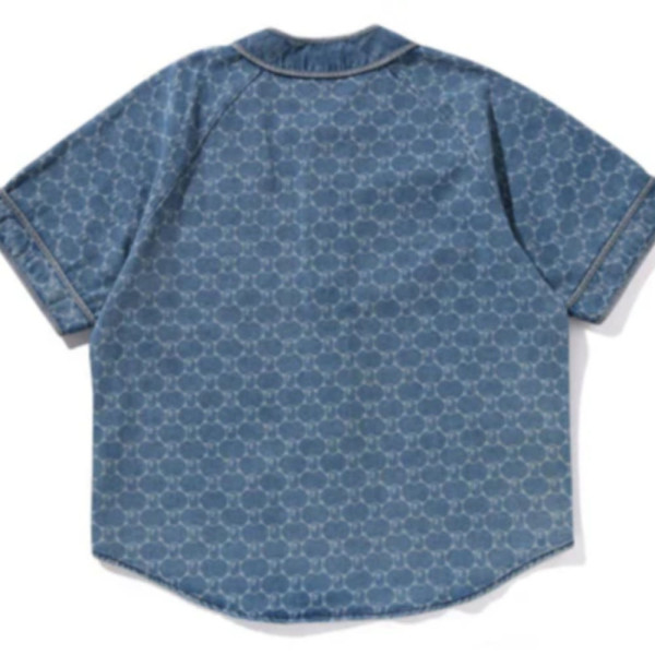 베이프 칼리지 모노그램 베이스볼 SS 데님 셔츠 2컬러 1L30132304