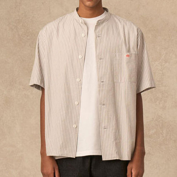 단톤 코튼 린넨 반팔 밴드 카라 스트라이프 셔츠 2컬러 JD-3788 SCP DNB251M104-0009