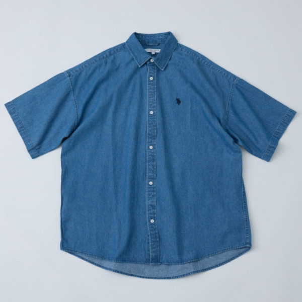 퍼블럭스 U.S. POLO ASSN. 유에스폴로에센 별주 자수 데님 쇼트 슬리브 셔츠 3컬러 3105291600005