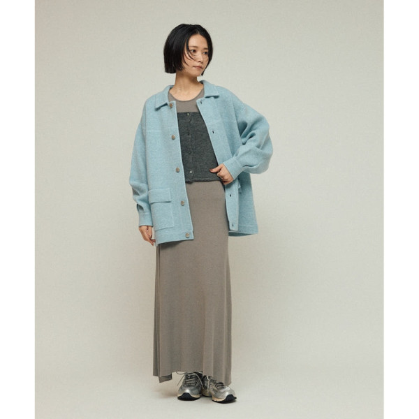 퍼스트핸드 오버사이즈 울 혼방 니트 커버올 배색 스티치 니트 자켓 3컬러 3432234400021