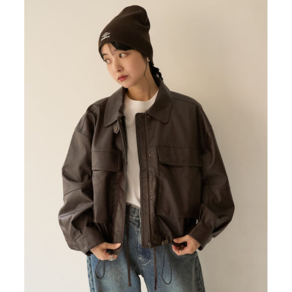 프릭스스토어 페이크 가죽 쇼트 블루종 재킷 3컬러 1153248901463
