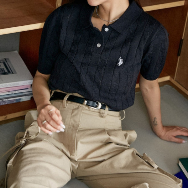 퍼블럭스 U.S. POLO ASSN. 유에스폴로에센 별주 케이블 니트 폴로 셔츠 3컬러 3233291600001