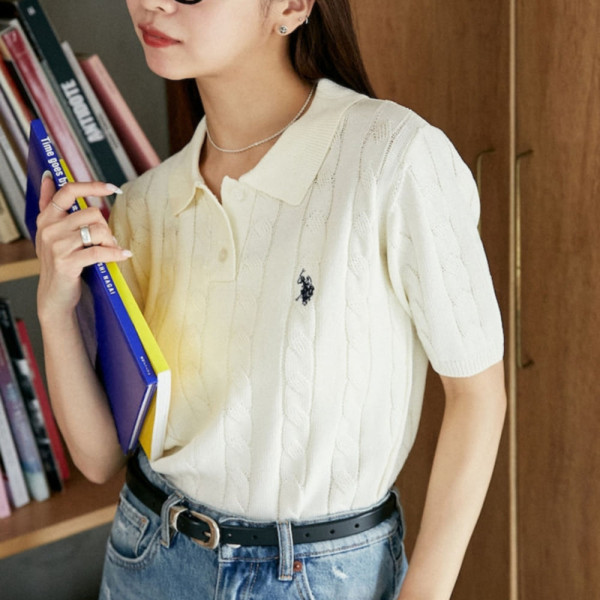 퍼블럭스 U.S. POLO ASSN. 유에스폴로에센 별주 케이블 니트 폴로 셔츠 3컬러 3233291600001