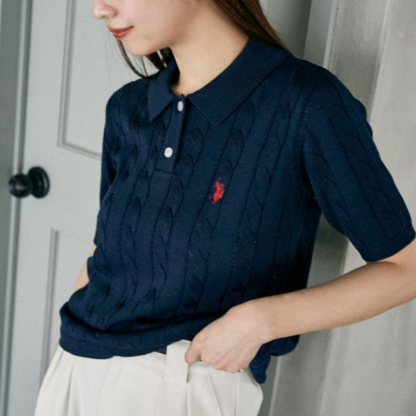 퍼블럭스 U.S. POLO ASSN. 유에스폴로에센 별주 케이블 니트 폴로 셔츠 3컬러 3233291600001