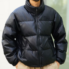 프릭스스토어 퍼스트다운 별주 레더 레드 버블 다운 PU 소재 블랙 1056234300142