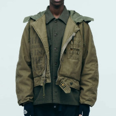 휴먼메이드 후드 블루종 올리브 드랩 HM30JK016