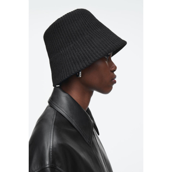 코스 COS 리브 뜨개질 울 블렌드 버킷햇 블랙 1277130001