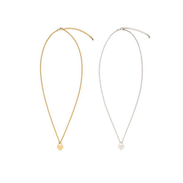 휴먼메이드 하트 실버 목걸이 2컬러 HM30GD085