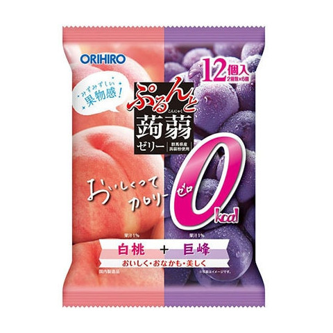 오리히로 ORIHIRO 곤약젤리 파우치 칼로리 제로 흰 복숭아 + 거봉 12 개입