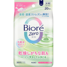 비오레 ZERO 사라사라 파우더 시트 화장수 성분 함유 비누향 20매 일본 시트